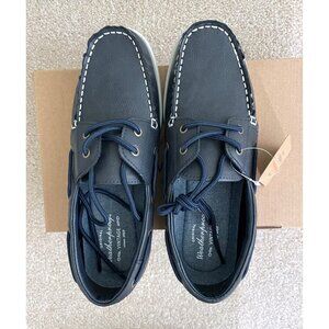 NEW Weatherproof Vintage Benny Loafer Navy Blue Boat Shoes White Sole 8 M